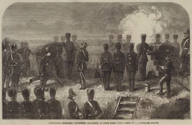 Edinburgh Artillerie-Freiwillige üben im Fort Leith